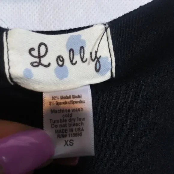 Anthropologie Lolly Black Knot Ruched V Neck Modal Simple Classic Dress Sz XS - Picture 4 of 6